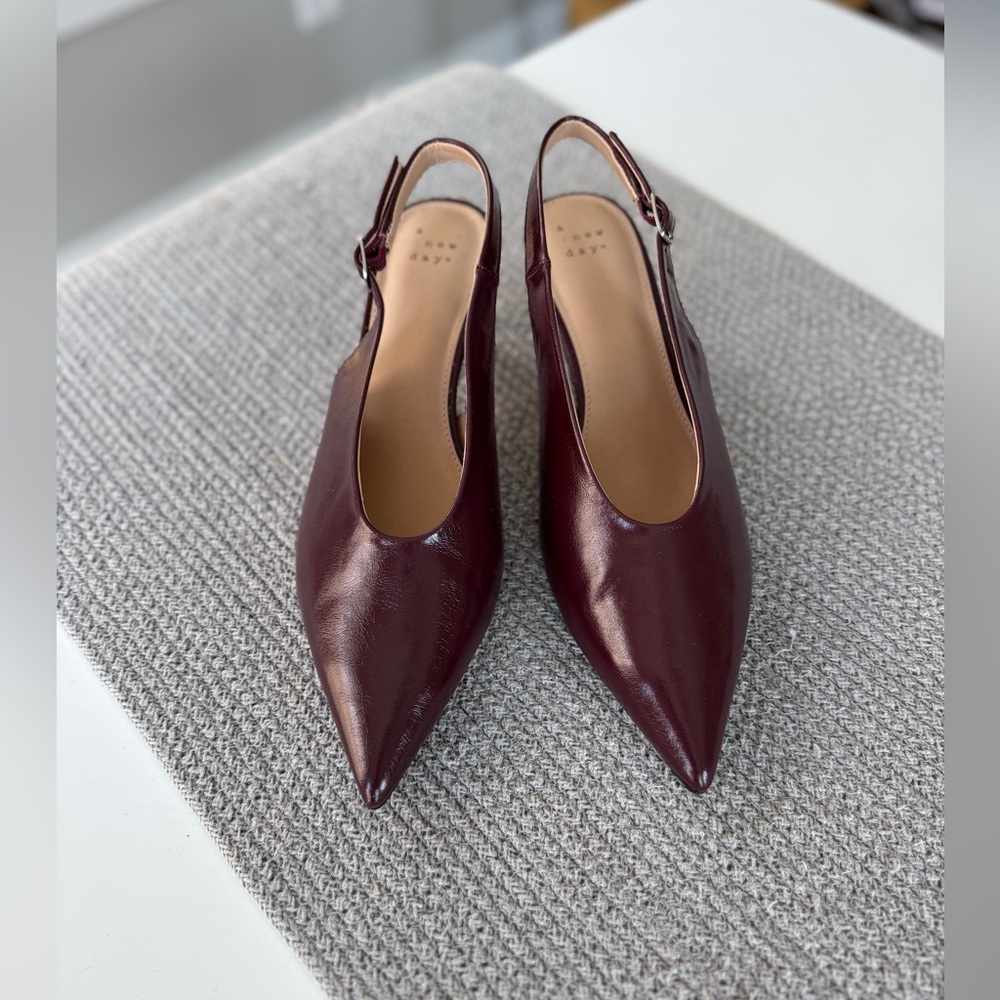 a new day Burgundy Pointed Slingback Heels
